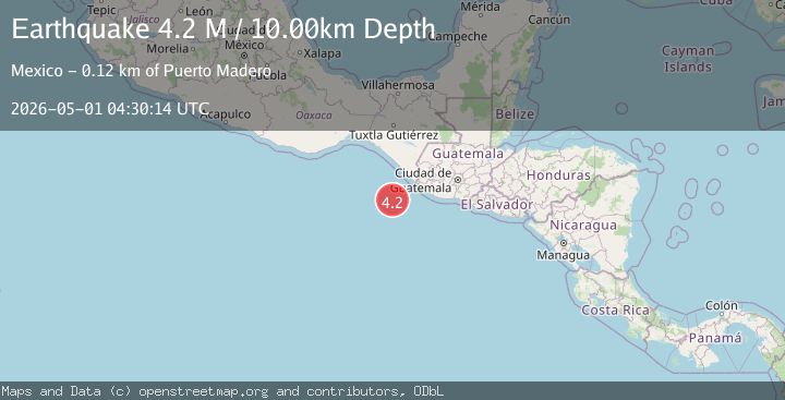 Map of off the coast of Chiapas, Mexico