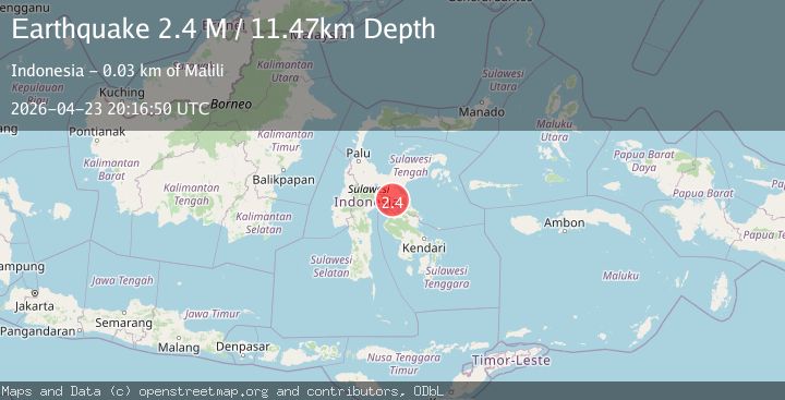 Map of Sulawesi, Indonesia