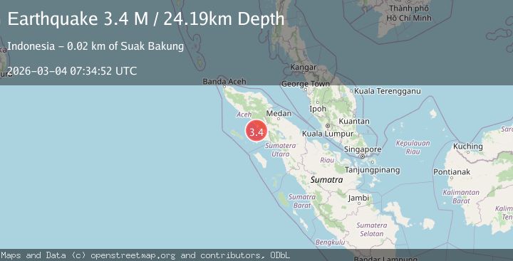 Map of northern Sumatra, Indonesia