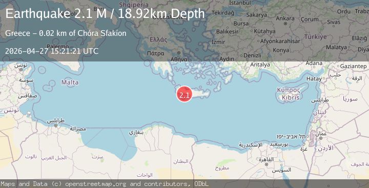 Map of Offshore Crete, Greece