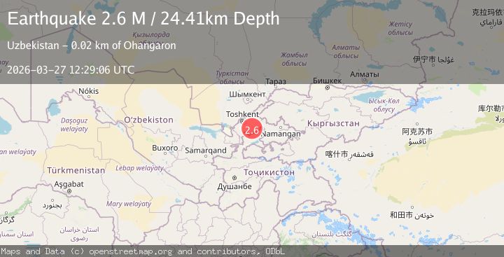 Map of eastern Uzbekistan