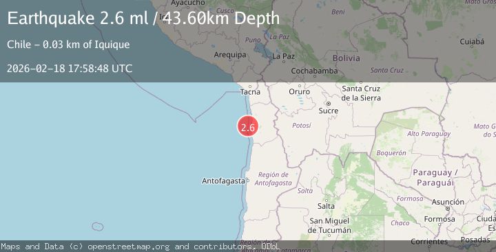 Map of near the coast of Tarapaca, Chile