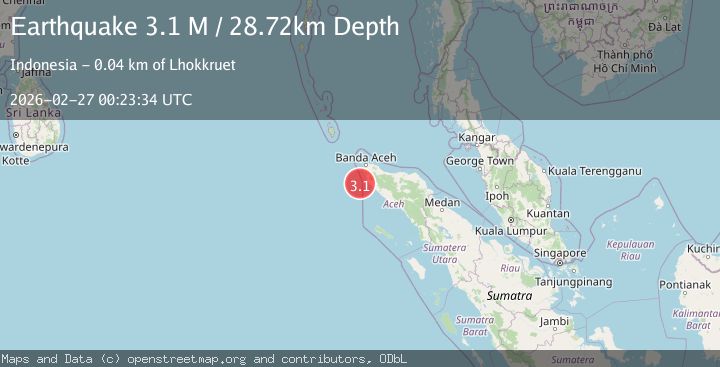 Map of northern Sumatra, Indonesia