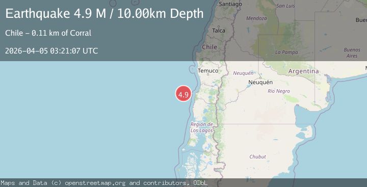 Map of offshore Los Lagos, Chile
