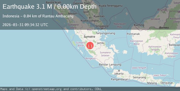 Map of southern Sumatra, Indonesia