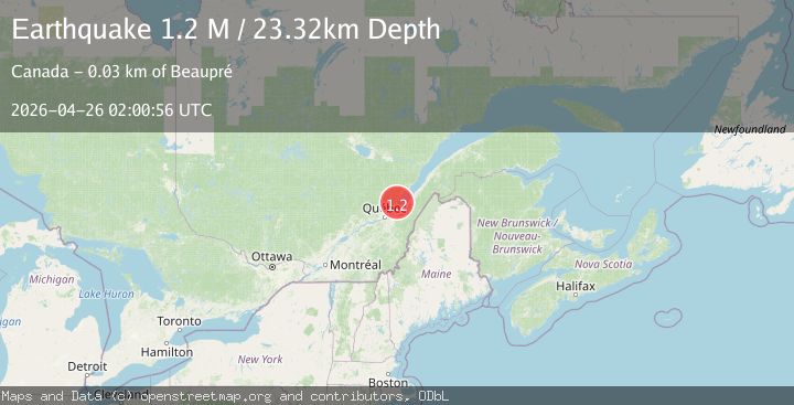 Map of southern Quebec, Canada