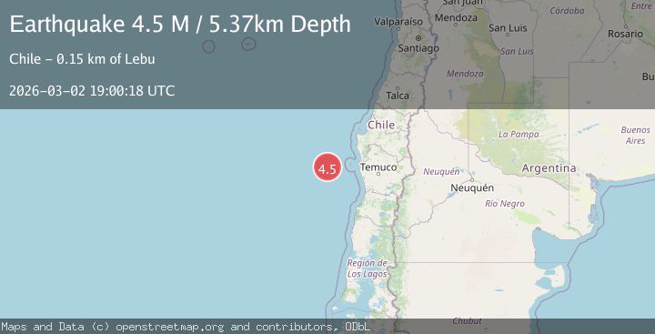 Map of off the coast of Araucania, Chile