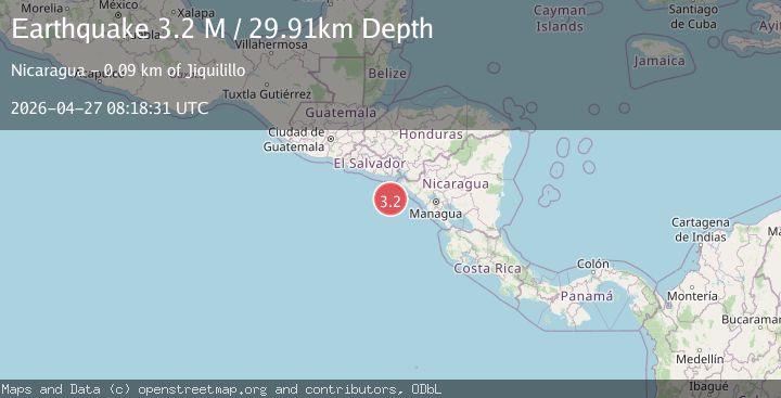 Map of off the coast of Central America