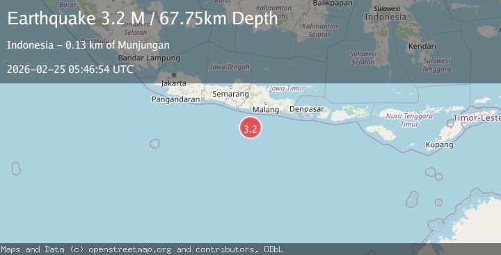 Map of south of Java, Indonesia