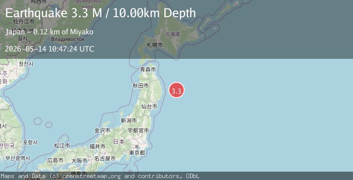 Map of off the east coast of Honshu, Japan