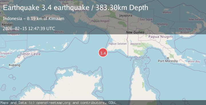 Map of near the south coast of Papua, Indonesia