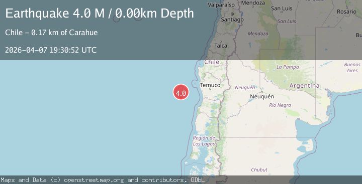 Map of off the coast of Araucania, Chile