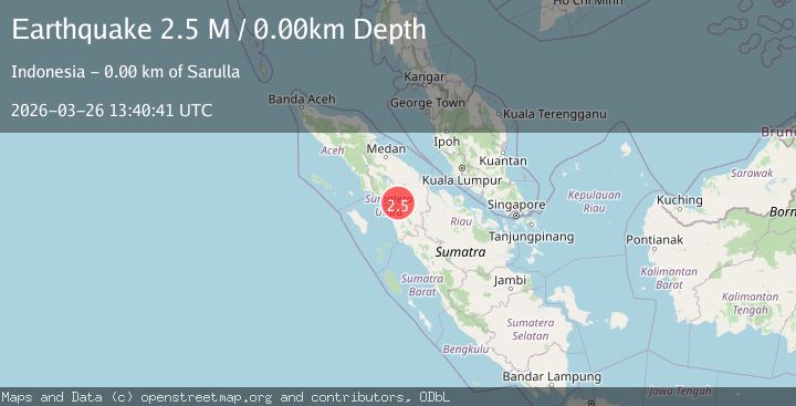 Map of northern Sumatra, Indonesia