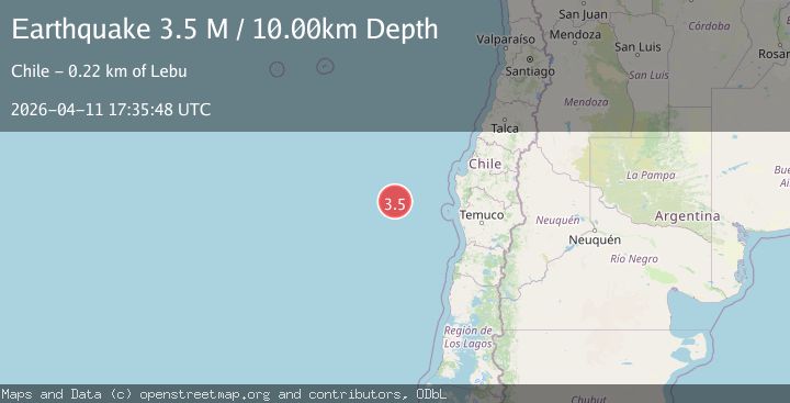 Map of off the coast of Araucania, Chile