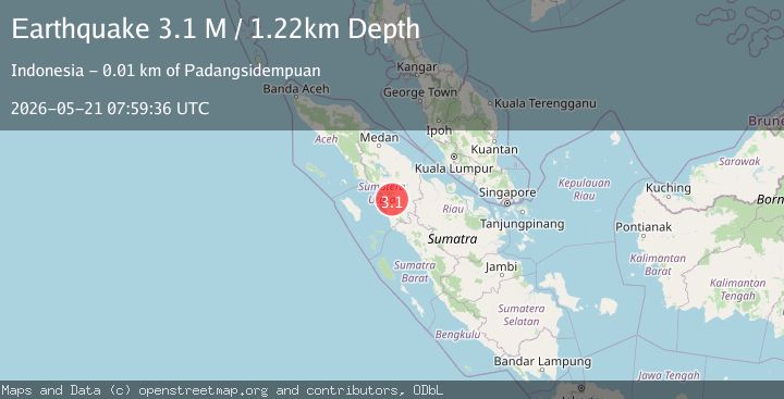 Map of northern Sumatra, Indonesia
