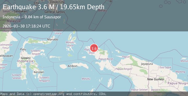 Map of near the north coast of Papua, Indonesia