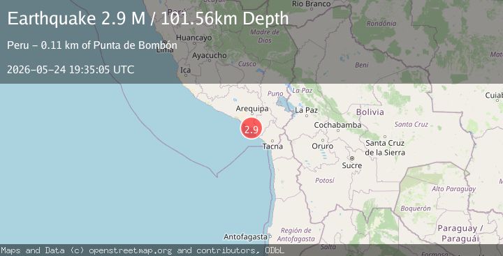 Map of near the coast of southern Peru