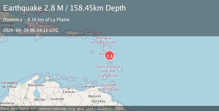 Map of Dominica region, Leeward Islands