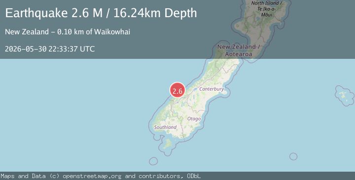 Map of off the west coast of the South Island of New Zealand