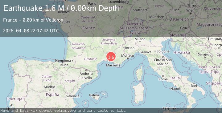 Map of near the south coast of France