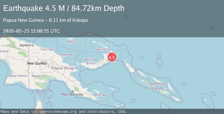 Map of New Britain region, Papua New Guinea