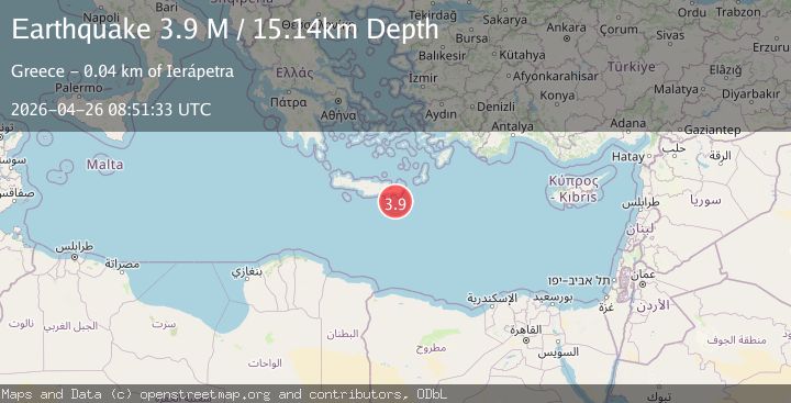 Map of Offshore Crete, Greece