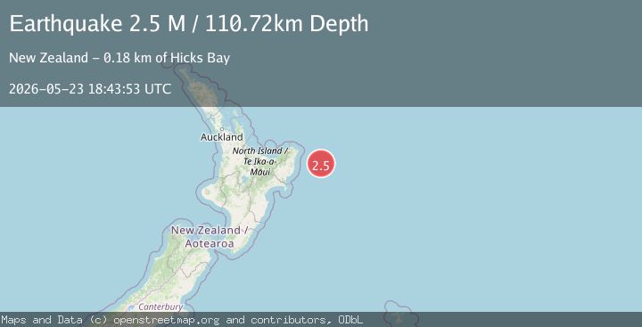 Map of off the east coast of the North Island of New Zealand