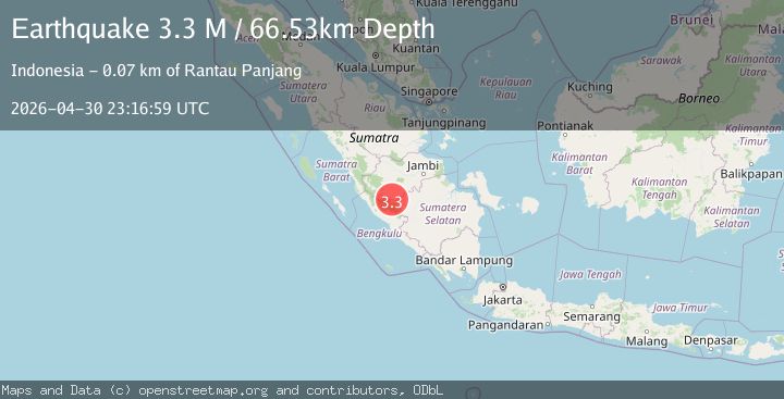 Map of southern Sumatra, Indonesia