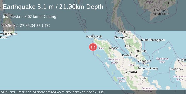 Map of northern Sumatra, Indonesia