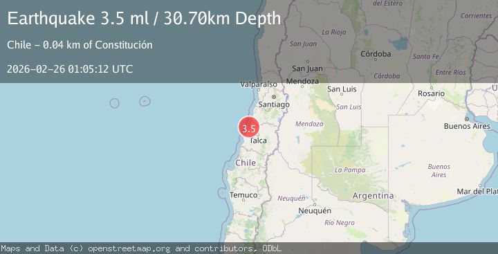 Map of offshore Maule, Chile