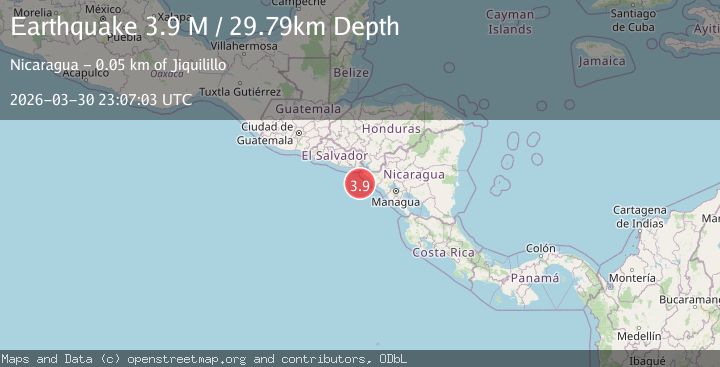 Map of near the coast of Nicaragua
