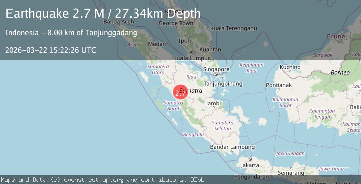 Map of southern Sumatra, Indonesia