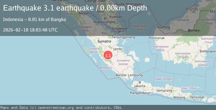 Map of southern Sumatra, Indonesia