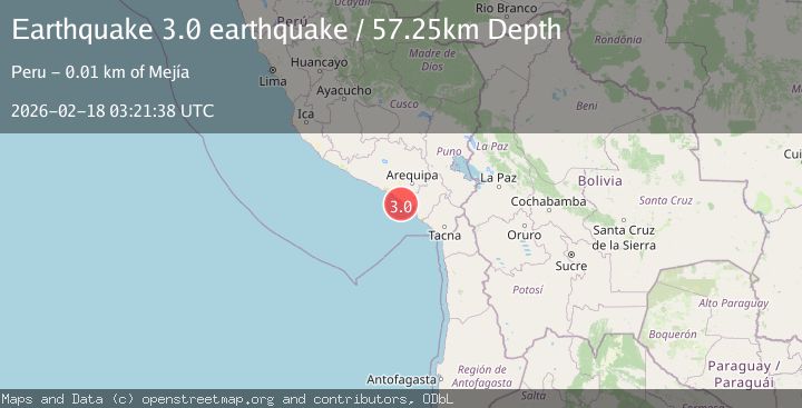 Map of near the coast of southern Peru