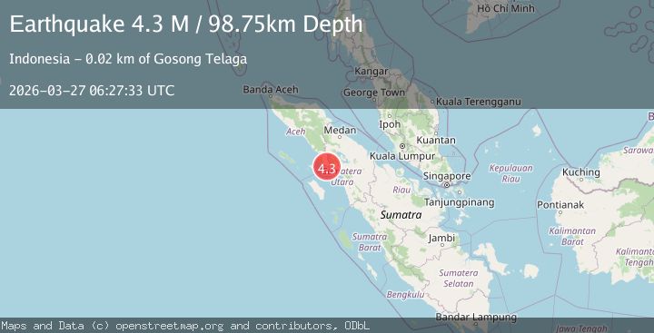 Map of northern Sumatra, Indonesia