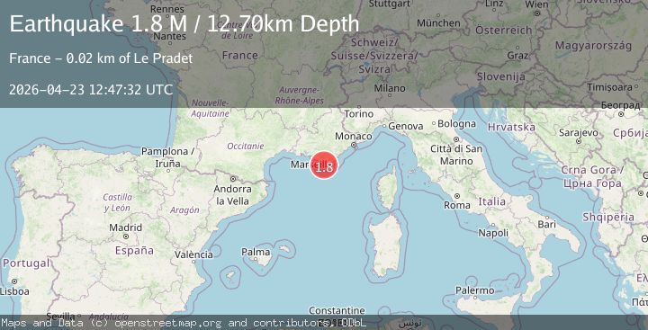 Map of near the south coast of France