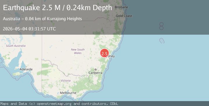 Map of near the southeast coast of Australia