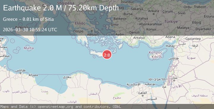 Map of Offshore Crete, Greece