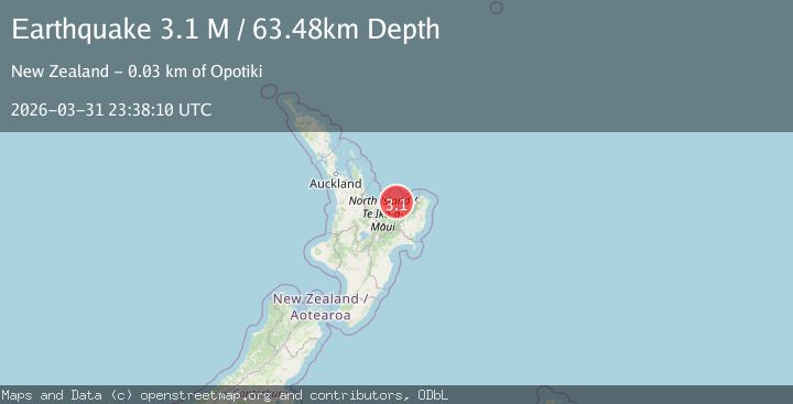 Map of off the east coast of the North Island of New Zealand