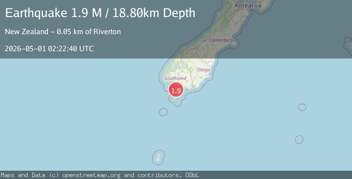 Map of off the west coast of the South Island of New Zealand