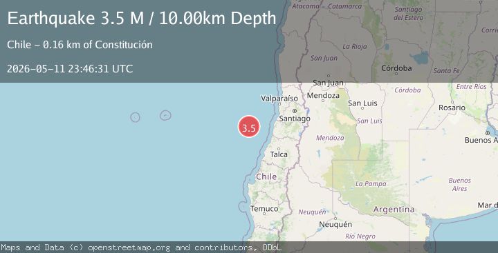 Map of off the coast of Libertador O'Higgins, Chile