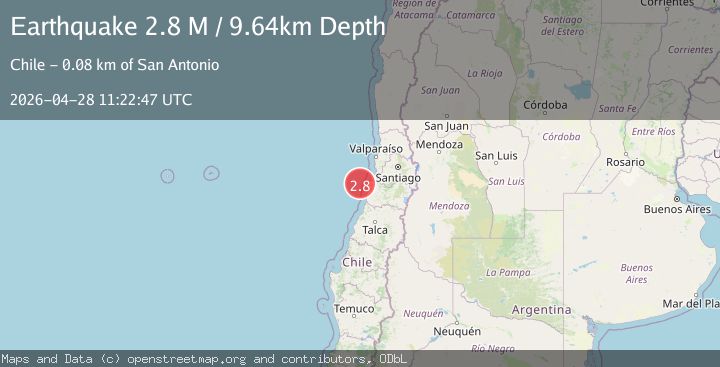 Map of offshore Libertador O'Higgins, Chile