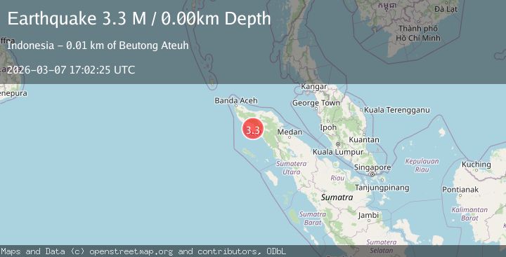 Map of northern Sumatra, Indonesia