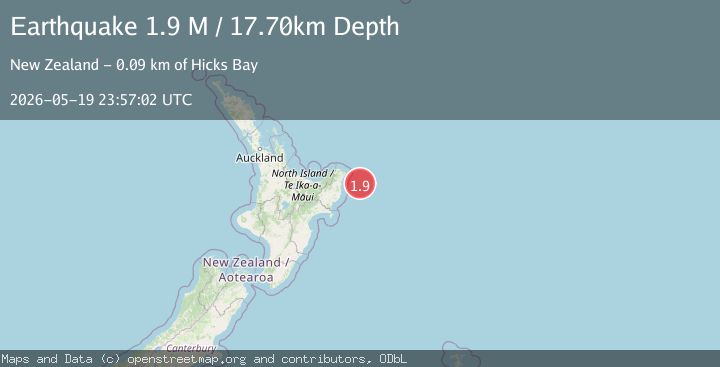 Map of off the east coast of the North Island of New Zealand