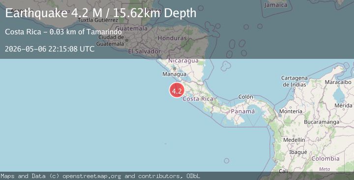 Map of off the coast of Costa Rica