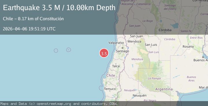 Map of off the coast of Libertador O'Higgins, Chile