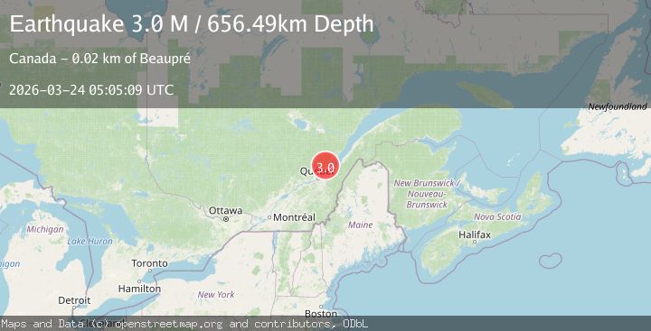 Map of southern Quebec, Canada