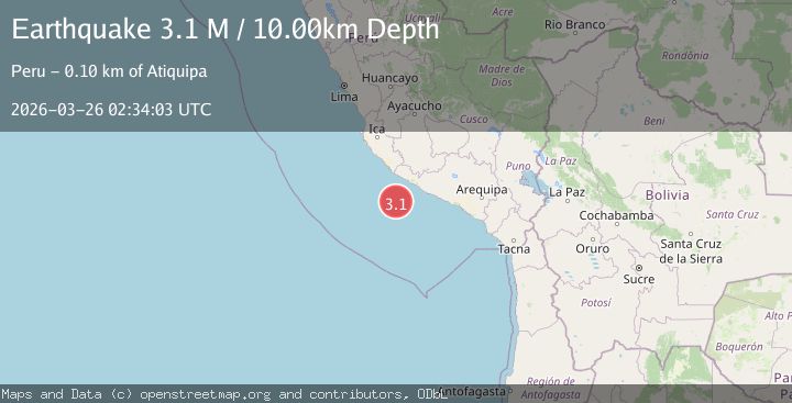 Map of near the coast of southern Peru
