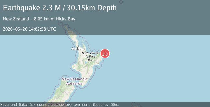 Map of off the east coast of the North Island of New Zealand