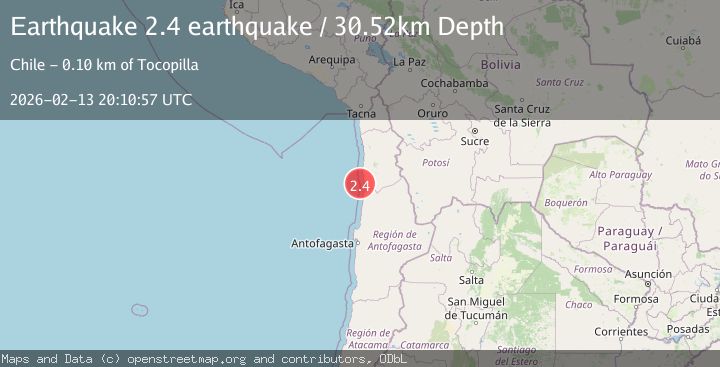 Map of near the coast of Antofagasta, Chile